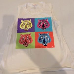 Sparkle City Tiger Tank. Size Large 97%cotton 3%spandex